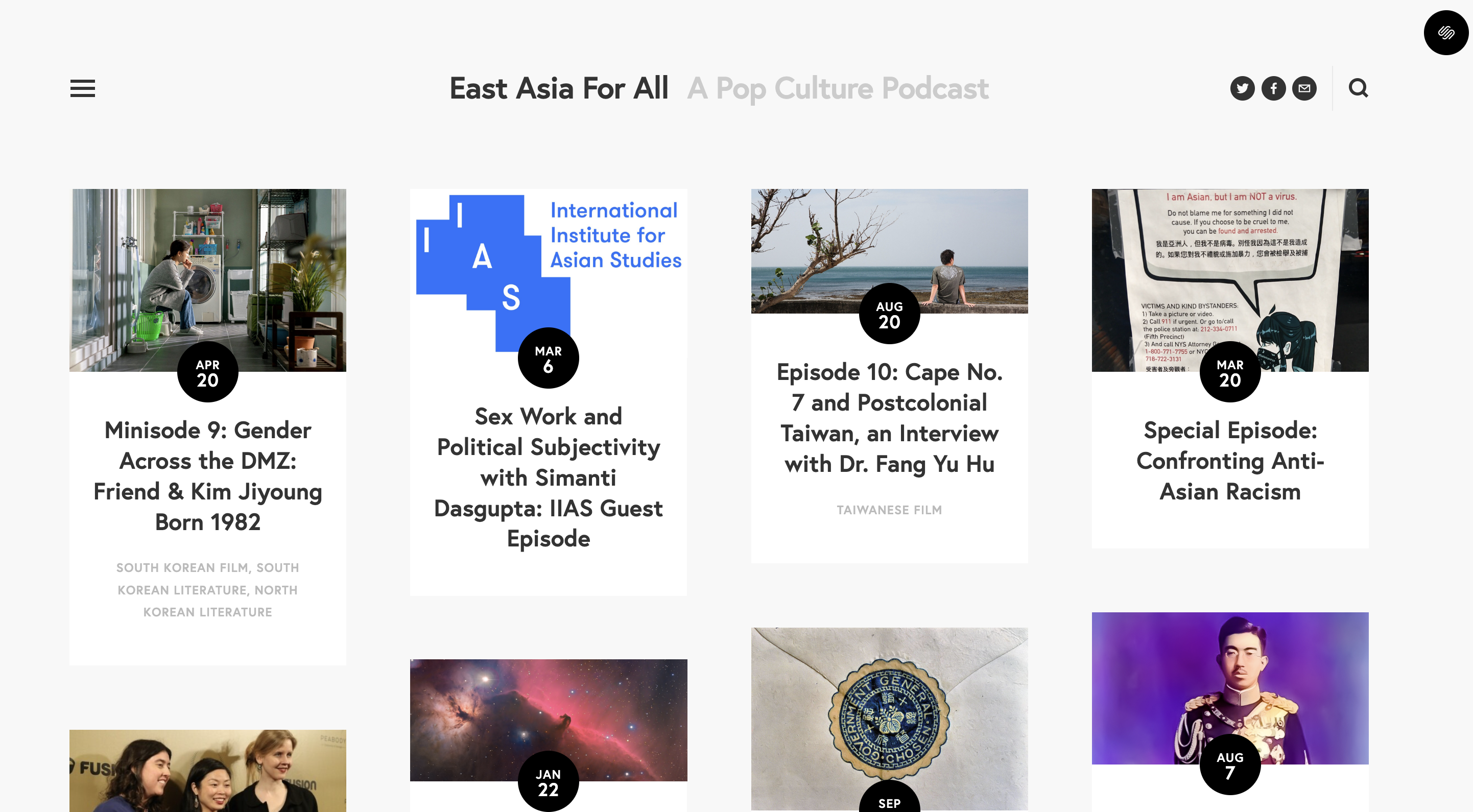 This is the image of the front page of the podcast website